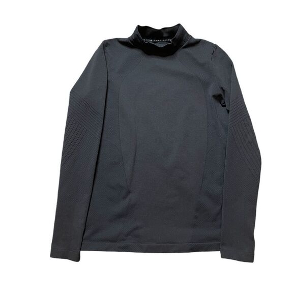 UNDER ARMOUR Rush Coldgear Seamless Mock Long Sleeve Shirt Black Size Medium - Picture 1 of 6